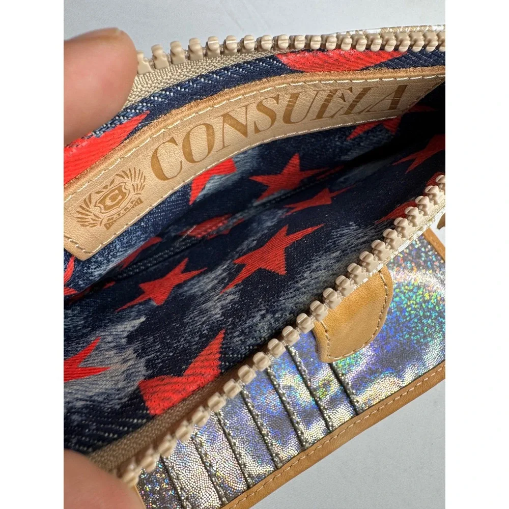 Consuela Slim Wallet Clay Snake Print Holographic Bifold 8892 NWT